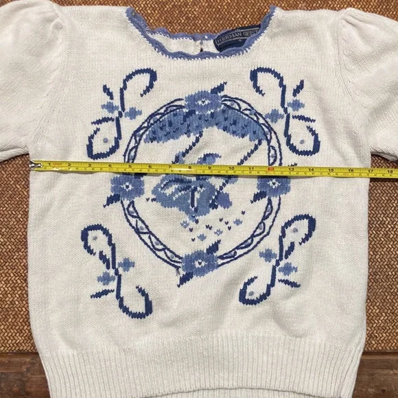 Vintage Herman Geist hand knit cotton sweater S - Picture 6 of 7
